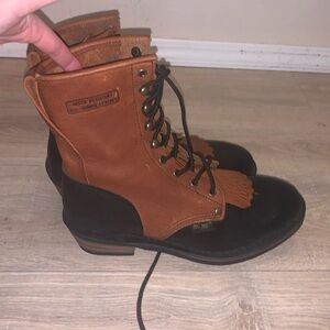 Ad Tech Leather Heeled Work Boots Water Resistant